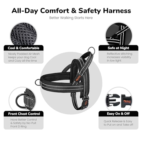 Image of Didog No Pull Dog Harness for Small Dogs, Breathable Mesh Padded, Black, S | Quick Fit, Easy On and Off, Lightweight, Reflective Vest Harness for Night Safty, Easy for Walking and Training, Chest 18-22 inch