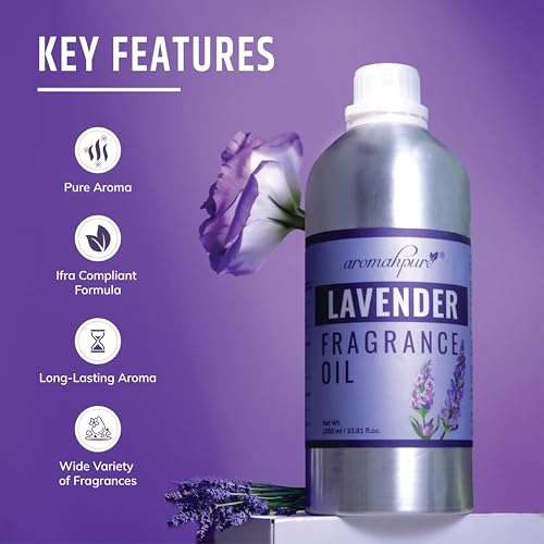 Image of Aromahpure Lavender Aroma Oil | 1 Liter Undiluted & Natural | Long-Lasting Scent for Aromatherapy, Candle & Soap Making, Diffusers, Room Freshener, Humidifier, Bathroom Revitalizer & Home Essentials