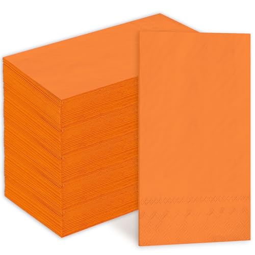 Serviettes d'invités orange pour décoration de fête Thanksgiving et automne