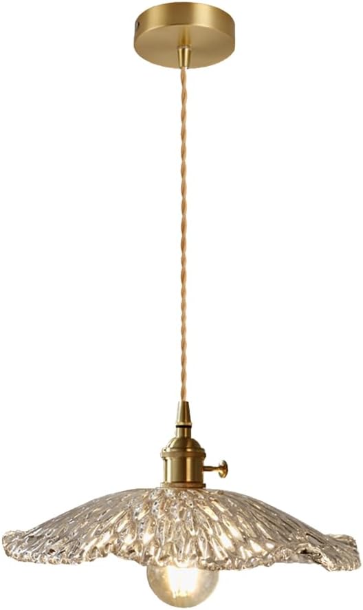 Glass Pendant Light Lotus Leaf Hanging Ceiling Lamp Nordic Small Chandelier Brass Pendant Lights Kitchen Island Lighting Indoor Dining Table Suspended Lamps E27 Droplight