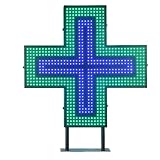 PAMZV Insegna a Croce Medica a LED, Grande Insegna Verticale a Croce per Farmacie, 70x70 Cm, con Telecomando, Luminosità Regolabile su 8 Livelli, 3 modalità di Illuminazione, Display Fronte-Retro