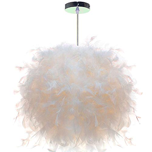 PETITES ECREVISSES Suspension Plume Luminaire Blanche Moderne Lustre Abat-Jour 30cm pour les Salons Chambres des Enfants