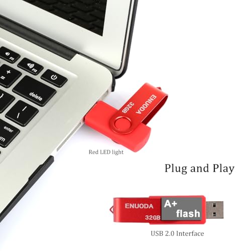 Image of 32GB Flash Drive ENUODA 3 Pack Thumb Drives Swivel Design USB 2.0 Memory Stick Jump Drive Pen Drive for Data Storage and File Transfer (Blue Red Black)