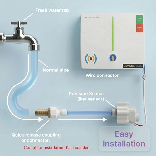 Image of Municipal Water Supply Alarm with Pressure Sensor from Swarn Jal, Water Supply Alarm, Shock Proof, Dual Buzzers, Powered by 2 AA Cells | Up to 2 Years Battery Life, 1 Year Warranty