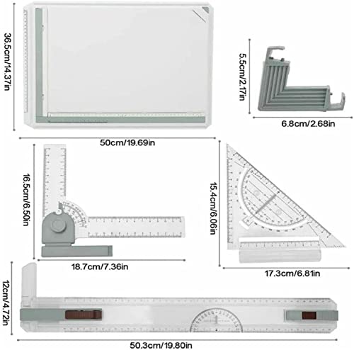 Mesa de dibujo A3 con regla en T y triángulo ajustable para diseño 2