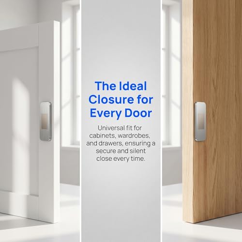 Image of 10 Pack Cabinet Magnets for Closure, Ultra Thin Invisible Cabinet Door Magnets, Kitchen Cabinet Magnets for Closure, Adhesive Drawer Magnets, Stainless Steel, Easy Install Double Sided Tape, 0.08in