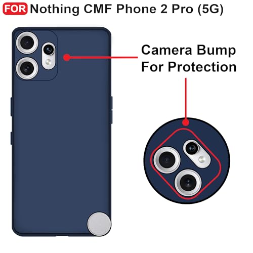 Image of CEDO Back Cover for Nothing CMF Phone 2 Pro (5G) | Camera Bump Protection & Inner Velvet Fabric Lining | Ultra Slim Matte Soft Rubberised Case Cover (Blue)