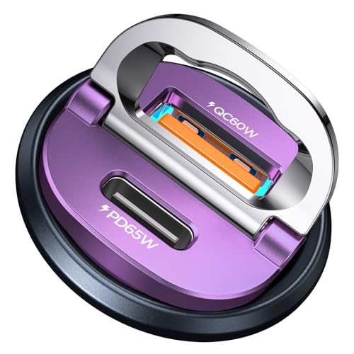 Image of 【Upgraded】 125W USB C Car Charger Super Fast Charging for iPhone 16, [PD65W & QC60W][All Metal] MRGLAS Cigarette Lighter Car Charger,Dual Port for iPhone 16 15 Pro iPad Samsung S25 /S24 MacBook-Purple