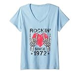 Photo Gallery donna rockin since 1972 - rock&roll compleanno retro rock and roll maglietta con collo a v Photo Gallery donna rockin since 1972 - rock&roll compleanno retro rock and roll maglietta con collo a v