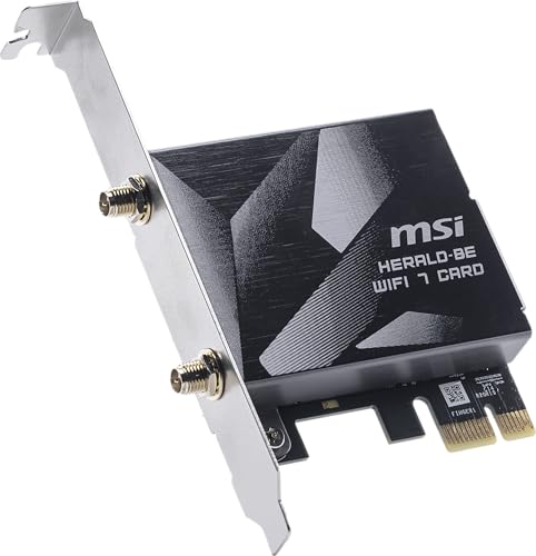 Image of MSI Herald WiFi 7 PCIe Card for Desktop PC BE9400 Tri-Band, Bluetooth 5.4, 6GHz, MLO, 320MHz, 5.8Gbps