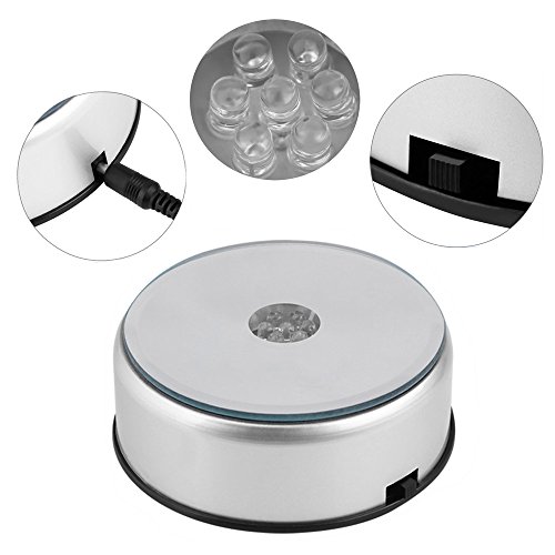 Puzfun Led Display Base, 360 Degree Rotating Display Base Stand For Crystals Glass Art, 7 Led Display Stand Turner With Usb Power Cable #TOP3