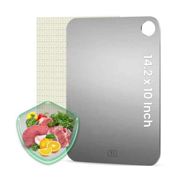 100 pure titanium cutting board double sided steel cutting board meat chopping board metal cutting board for kitchen dishwasher safe kitchen cutting mat for home restaurant outdoor camping meal prep  urban country home decor