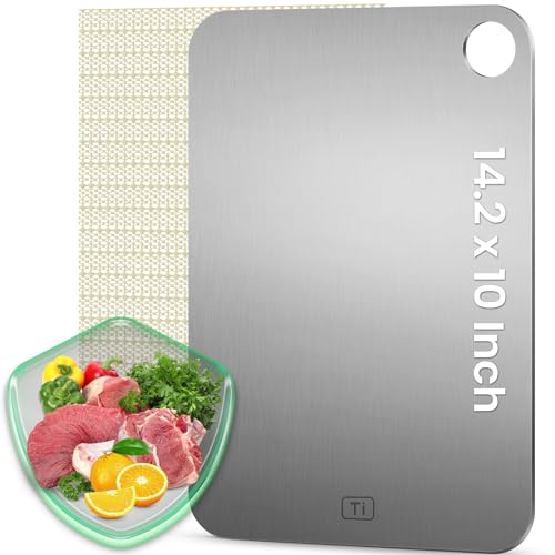 100 Pure Titanium Cutting Board Double Sided Steel Cutting Board Meat Chopping Board Metal Cutting Board for Kitchen Dishwasher Safe Kitchen Cutting Mat for Home Restaurant Outdoor Camping Meal Prep