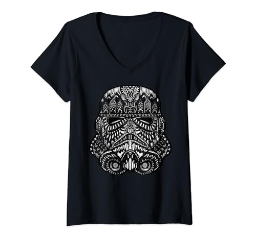 T-shirt Star Wars Stormtrooper col v pour femme au motif casque détaillé