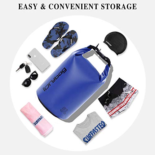 Image of IDRYBAG Dry Bag Waterproof Floating, TPU Waterproof Bag Roll Top, 2L,5L,10L Dry Bag Kayak Storage for Kayaking, Boating, Rafting, Fishing, Swimming, Hiking, Camping, Travel, Beach