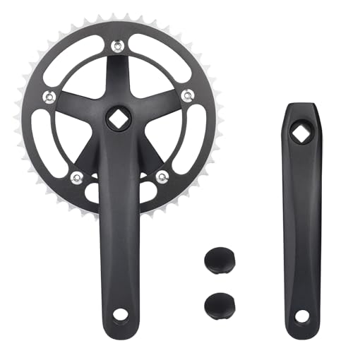 Crankset 46T 170mm Universal Square Crankset Set 170MM Crank Arm Aluminium Alloy Arm for Single Speed Bike Fixed-Gear Bike E-Bike Road Bike Cruiser Bike