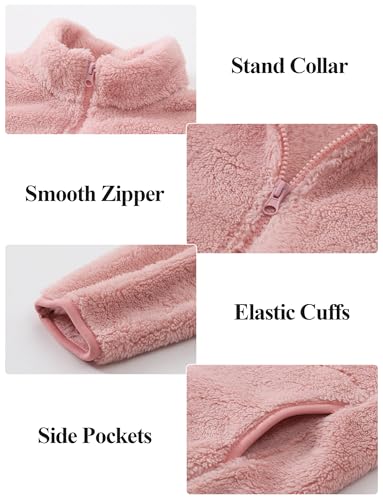 Happy Cherry Boys Girls Polar Fleece Jacket Winter Warm Zip Up Coat Lightweight Stand Collar Outerwear 3-18 Years4