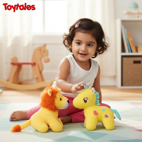Image of TOYTALES Soft Toy Combo Pack Cute Fairy Unicorn & Baby Lion Plush Toys for Kids (Pack of 2)