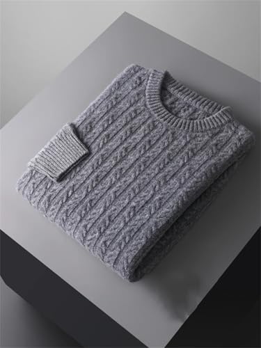 Men's O-Neck Cable Stitch Pullover Autumn Winter Knitted Sweater Soft Warm Tops4