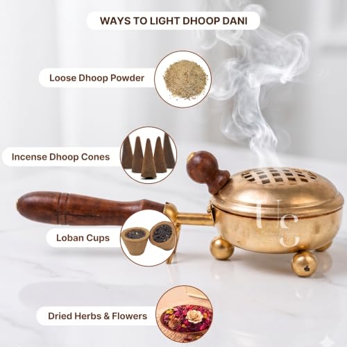 Image of Stylish Metal Dhoop Holder Incense Burner Loban Dani Dhoop Dani Aarti Metal Loban Dhoop Dani /Dhoop Dani Stand Burner for Home Office Temple Puja.
