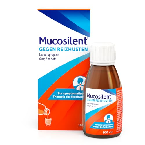 Mucosilent gegen Reizhusten | Hustenstiller Saft | 100 ml | Mit Levodropropizin | Lindert Hustenreiz bis zu 6 Stunden bei trockenem Reizhusten | Alkohol- Zucker- & Parabenfrei | ab 2 Jahren