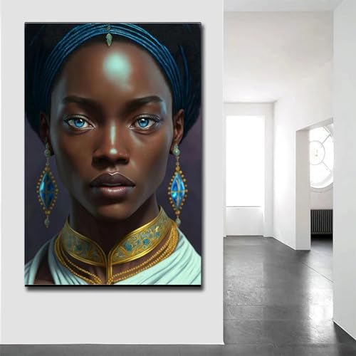 Toile femme noire africaine KEBIA grand format 80x110 pour habiller un mur vide de salon moderne