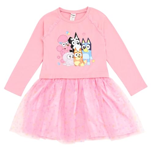 Bluey Girls French Terry Mesh Tutu Dress Toddler to Big Kid Sizes (2T - 10-12)