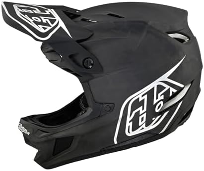 Troy Lee Designs D4 Carbon Helmet for Bicycle/BMX/Enduro Racing, MIPS Protection, Full Face, Carbon Shell, Lightweight/Breathable, Stealth Black/Silver, Small, SKU 139437002