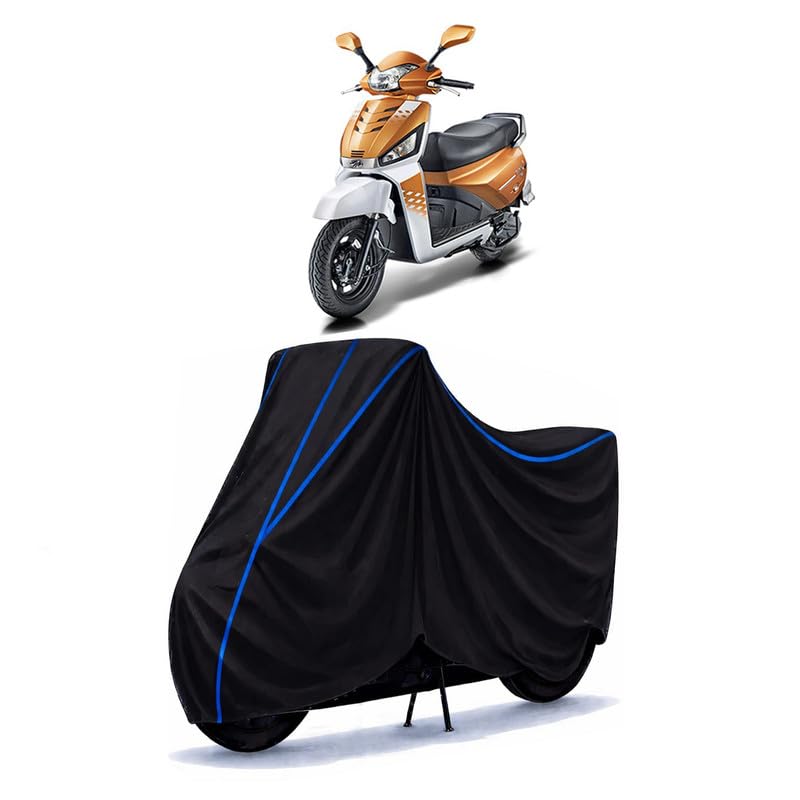 Image of Scooty Cover Water Resistant for Gusto 125 | Universal Scooter & Bike Cover | Heavy Duty UV Dust, Rain & Scratch Protection | Elastic Fit All Weather Indoor Outdoor | Black with Blue Piping