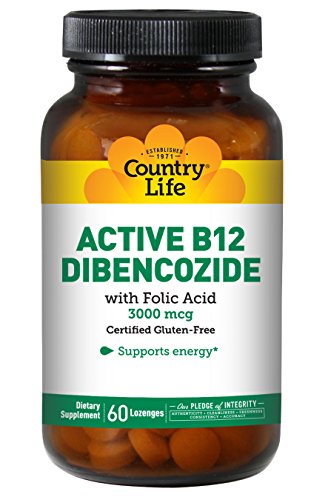 Country Life, Gluten Free, Active B-12 Dibencozide, 3000 mcg, 60 Lozenges