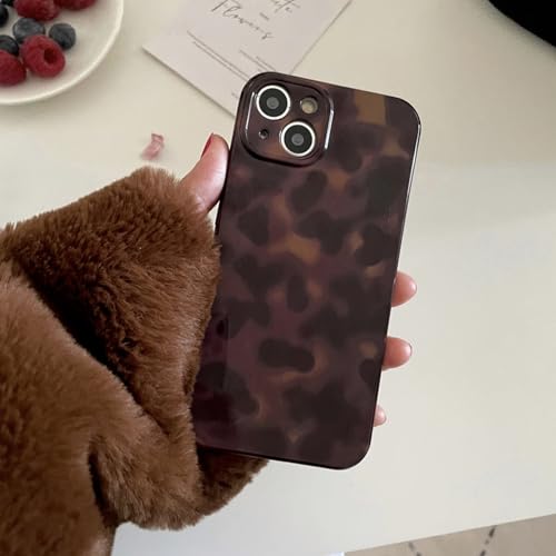 Coque iPhone 15 marron ambre avec chaîne perles tendance - 5