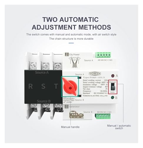 Interruptor de alimentación dual evita cortocircuitos selector de potencia trifásico 100A 4