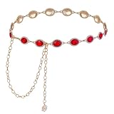 phnydreg Red Chain Belt Red Western Belt for Women Metal Cowgirl Waist Chain Belt for Dresses Jeans