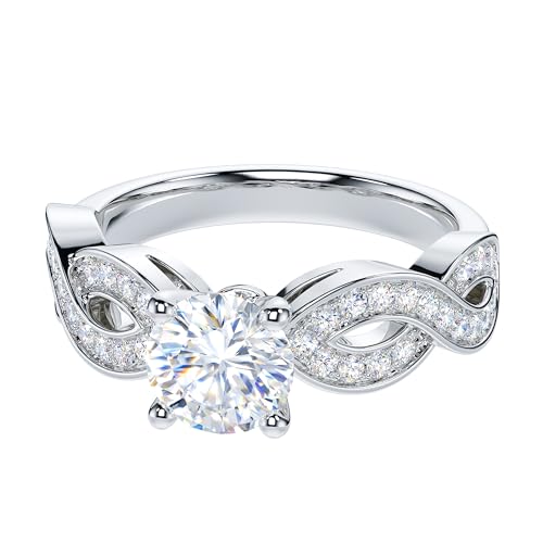 THELANDA 1CT Genuine Moissanite or Simulated Diamond Twisted Intersecting Infinity Engagement Ring Wedding Ring Bridal Set For Women3