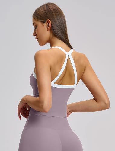 Image of QBGJTD Womens Longline Sports Bras Cross Back Active Gym Yoga Padded Workout Crop Tank Top with Built in Bra