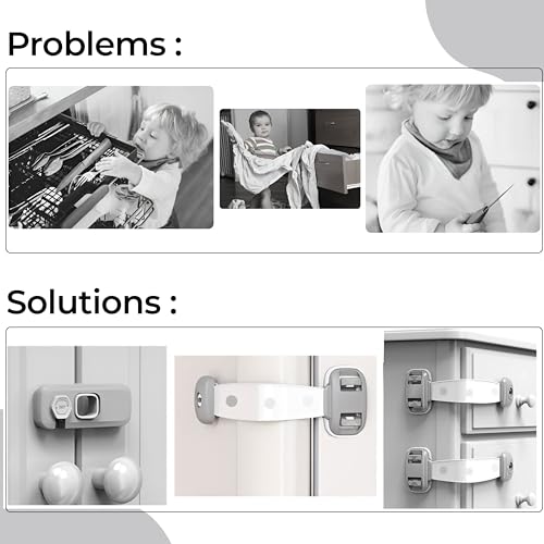 Image of Bembika Furniture Safety Locks for Kids, Child Safety Lock for Fridge, Drawers, Cupboard, Cabinet, Window Safety Multifunction Accessories Adjustable Lock for Baby and Infants Grey - 1 Pcs