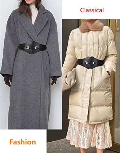 Wide Stretch Faxu Leather Waist Belts With Gold Buckle For Dresses Womens Fashion High Elastic Corset Waistbands4