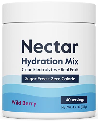 Image of Nectar Sugar Free Electrolytes Powder - Organic Fruit No Sugar or Calories - Hydration Powder for Dehydration Relief and Rapid Rehydration - Keto and Paleo (Berry 40 Serving Tub)