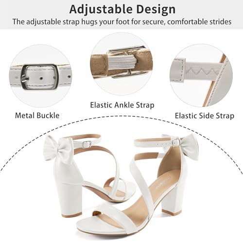Chunky Heels for Women Wedding: Comfortable Ladies Bow Heel Sandals for Prom Party - Bridal Dressy Walking Shoes4