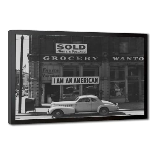 Impression sur toile I Am An American par Dorothea Lange affiche vintage 30x45cm