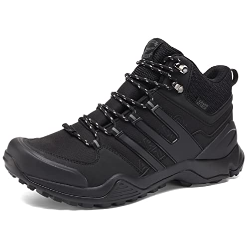 Men's Mid Waterproof Hiking Boots Lightweight Approach Trekking Comfortable Backpacking Non Slip Work Shoes Outdoor Camping Travel Cross Trainer Sneakers