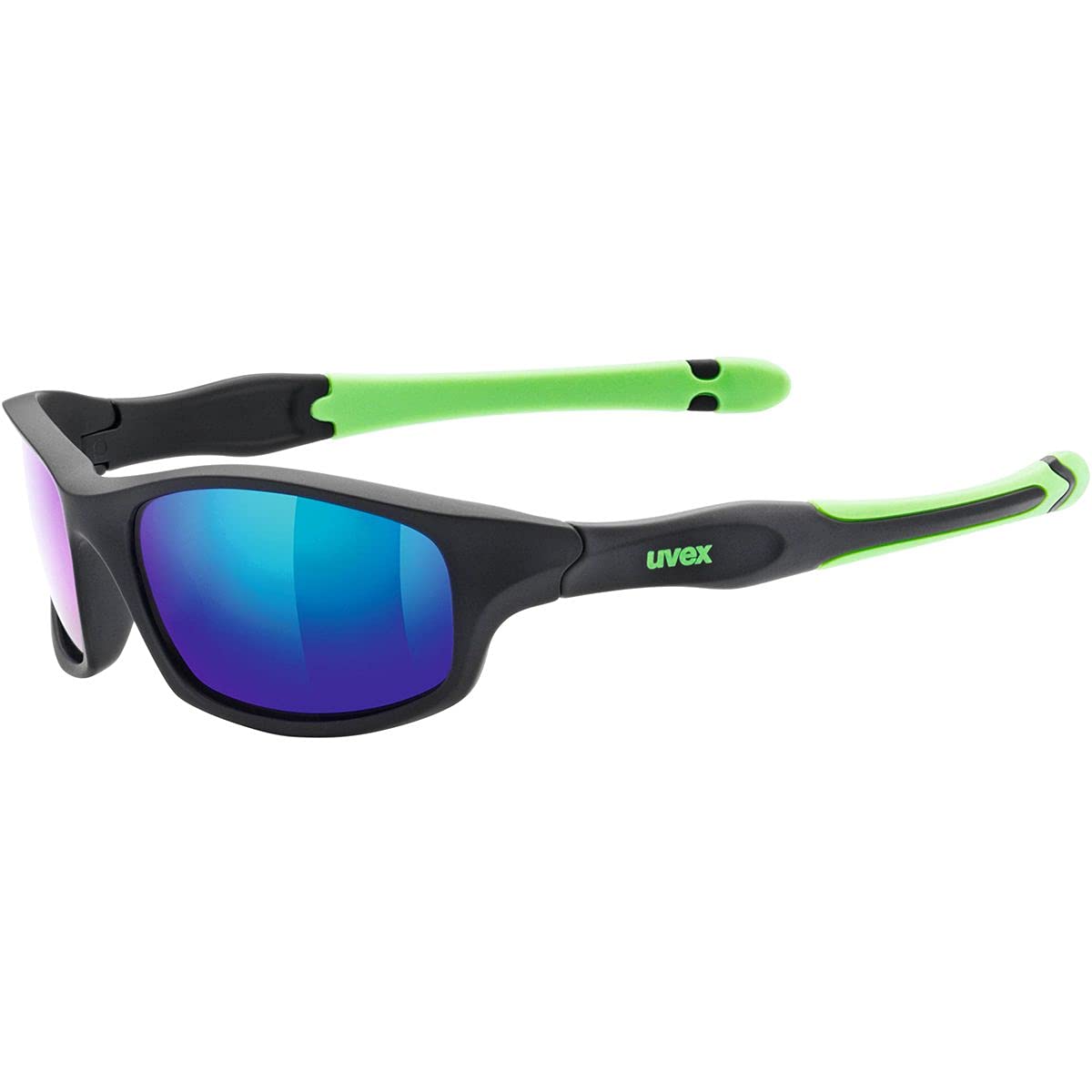 Uvex Sportstyle 507 - Sunglasses for Kids - Mirrored Lenses - incl. Headband - Black Matt Green/Green - One Size