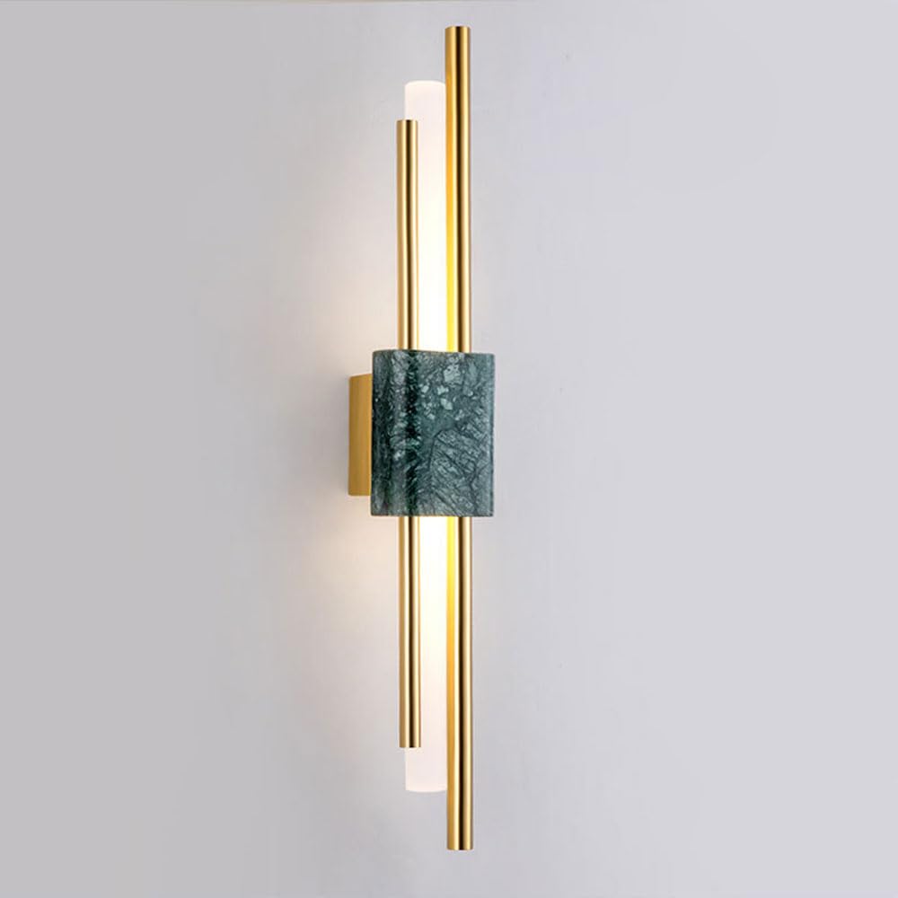 GUOGUOSM LED Warm Light Indoor Wall Lamp, Medieval Style Marble Acrylic Iron Wall Sconce, 23.6in Long Strip Wall Light, Living Room Bedside Corridor Decorative Lighting Fixtures