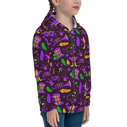 Mardi Gra2 Kid Hoodies Boys Zip Up Sweatshirts Girls Pullover with Pocket4