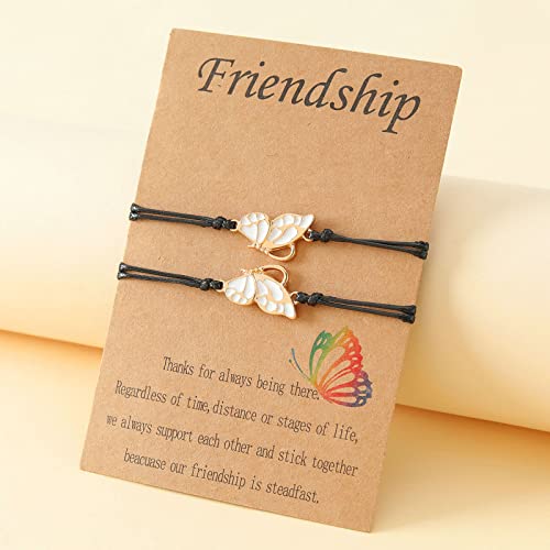 Image of ZMANYIJEW Friendship Bracelets BFF Long Distance Matching Butterfly Bracelets Friendship Gifts for Best Friends for Teen Girls (Gold, Alloy)