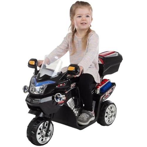 Kids Motorcycle - 3-Wheel Ride on Toy with Reverse, Sounds, and Headlights - 6V Electric Motorcycle for Kids Ages 3 to 6 by Lil' Rider (Black)