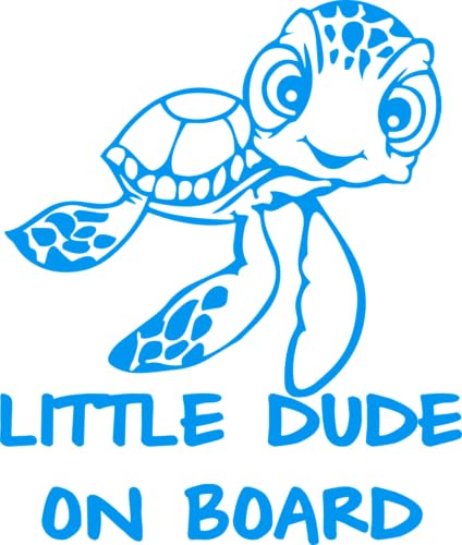STICKER DAD - Little Dude on Board (Squirt) Die-Cut Vinyl Decal - (Size: 6 inch X 4 inch Color: You Choose) - for Car, Truck, Windows, RV, Trailers, Bumpers, Laptop, Lockers, etc. (Cool Blue)