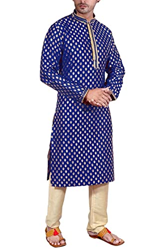 SK105 Men's Blue Kurta Pajama Set Wedding Kurta Pyjama Indian Party Suit2