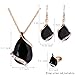 Ezing Women Crystal Pendant Gold Plated Chain Necklace Earring Jewelry Set (black)