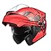 KYPARA Motorcycle Dual Visor Flip up Modular Full Face Helmet with DOT Certification of Impressionism (Red Spider, M)